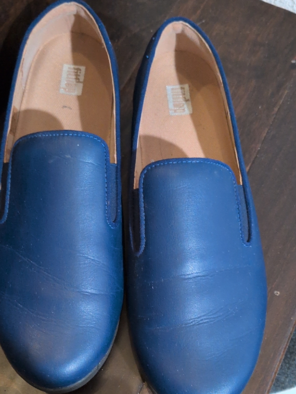 Fitflop Leather Cobalt Blue Slip-On Ballet Flats